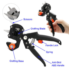 ZALALOVA grafting knife with curved and straight blades for precise cuts.