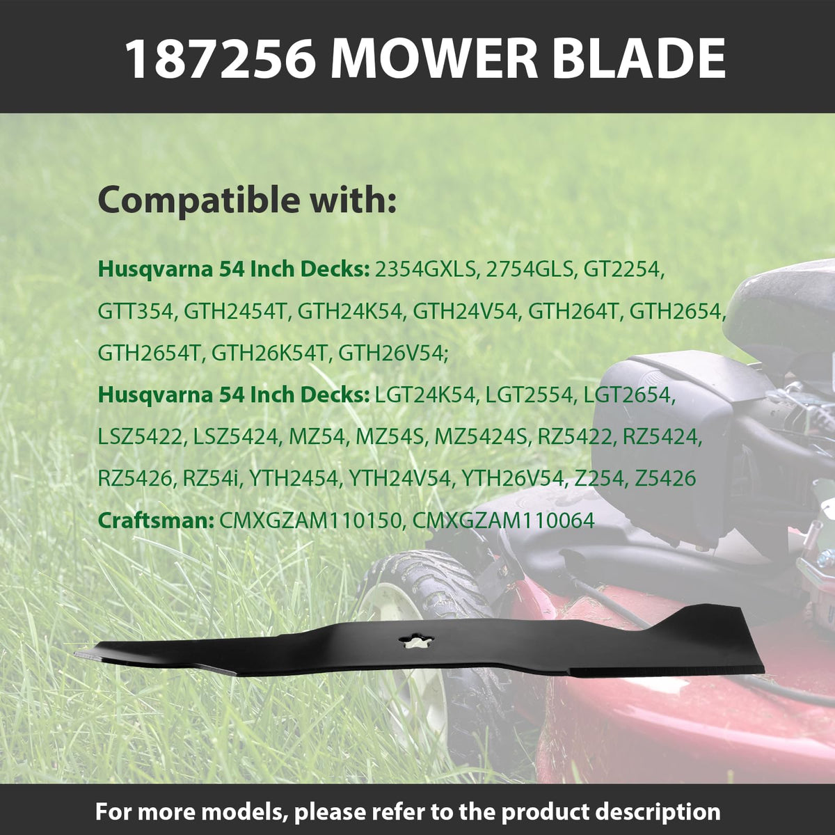 ZALANA 187254 fits 54-inch deck models like YTH and GTH series.