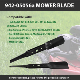 Zalana 54-inch deck lawn mower blade highlights wide-cut durability.
