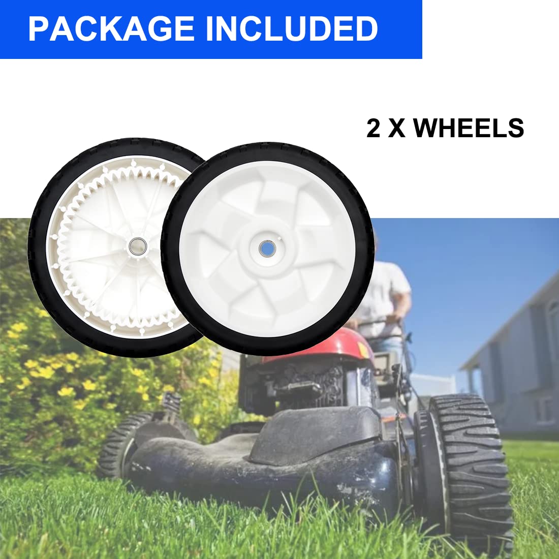ZALANA durable plastic front drive wheels two-pack for lawn care