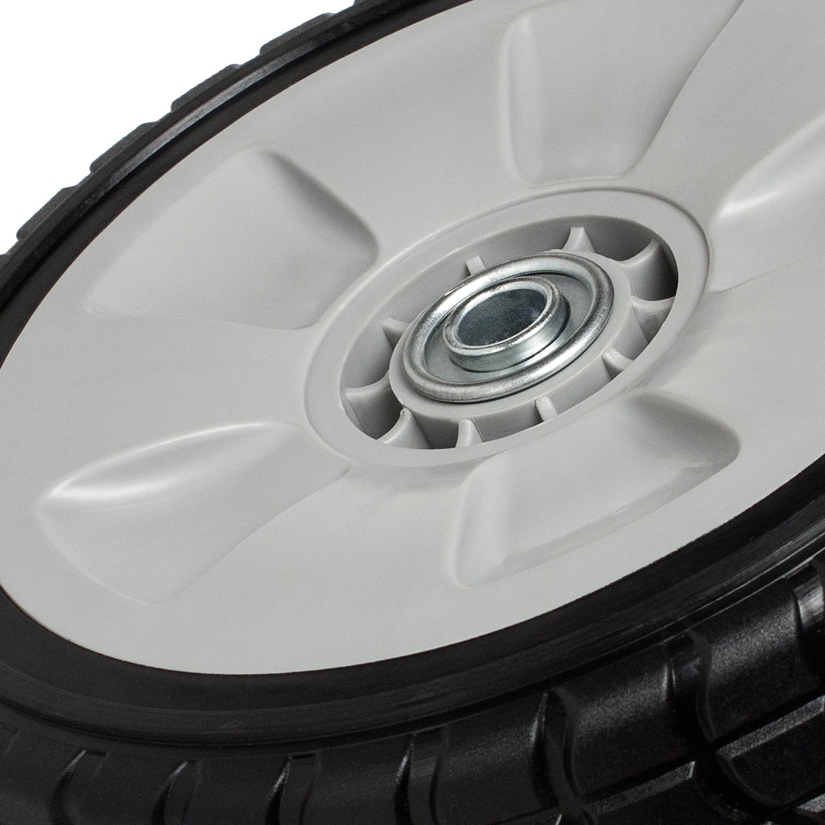 ZALANA bore 1/2 inch wheels fit common mower axles and fittings.