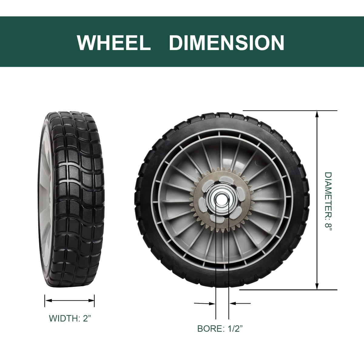 ZALANA front wheels for lawn mower kit, improving steering and maneuverability.
