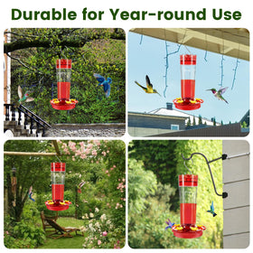 Zamelane glass hummingbird feeder displaying nectar level for timely refills.