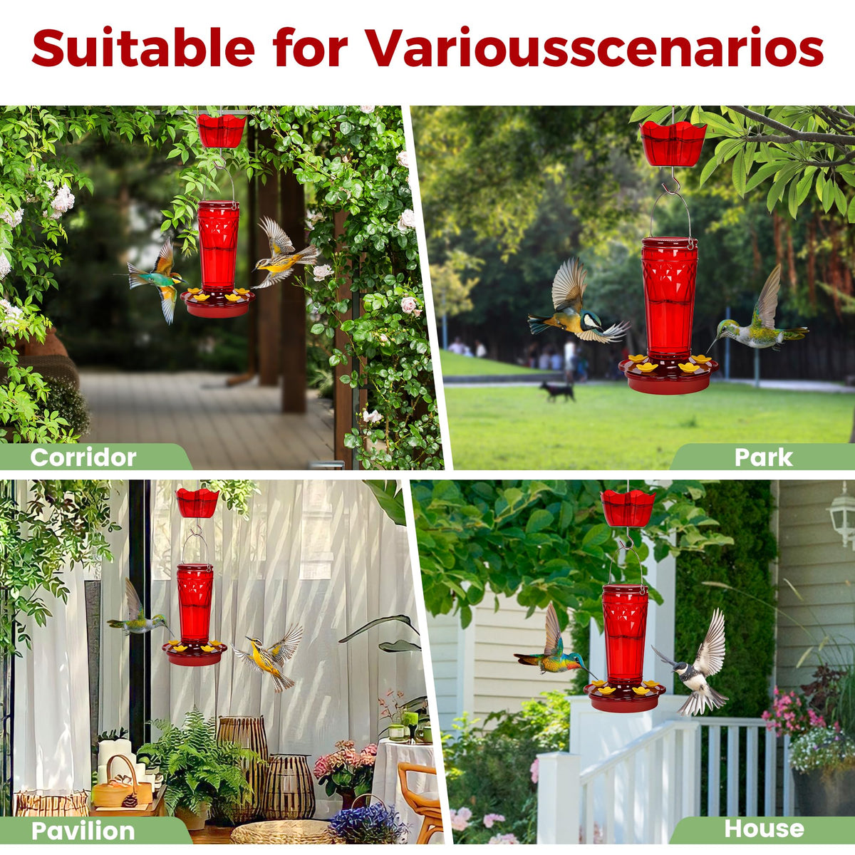 Zamelane hanging feeder is easy to place on tree hooks.