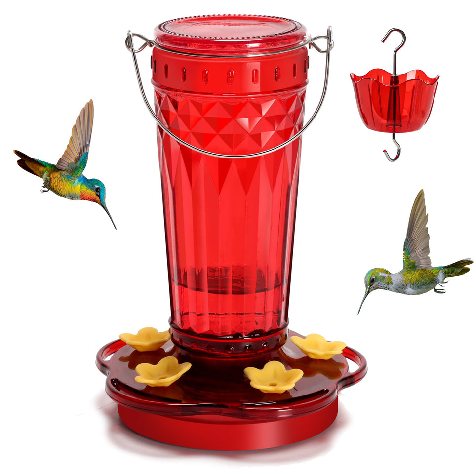 Zamelane hummingbird feeder with wide mouth for easy refilling near garden