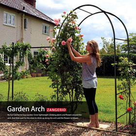 ZANGEROI metal garden arbor close-up shows reinforced tubes and weather-resistant coating.