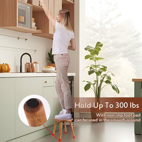 Zaowofires durable wood stool, supports up to 300 pounds for daily tasks.