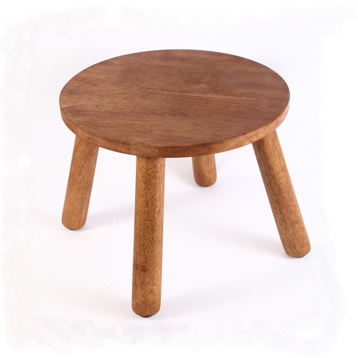 Zaowofires round solid wood stool walnut side view, versatile seating