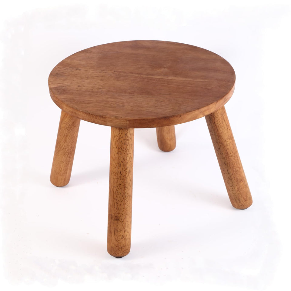 Zaowofires round solid wood stool walnut side view, versatile seating