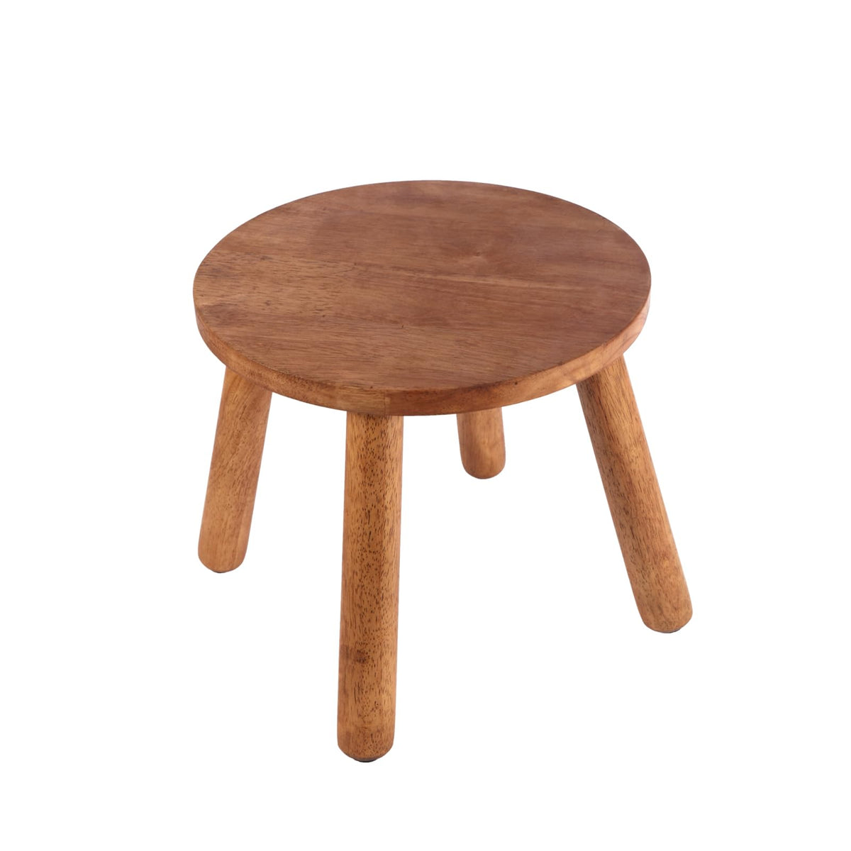 Zaowofires walnut round solid wooden stool, sturdy step and plant stand for home decor.