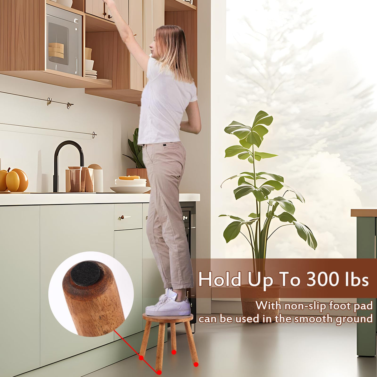 Zaowofires walnut round stool beside bed or coffee table usage