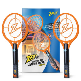 ZAP IT! 2-pack electric fly zapper racket in action for indoor and outdoor pest control.