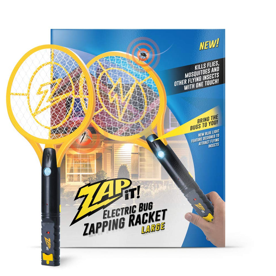 ZAP IT! bug zapper racket blue light attracts insects for outdoor use