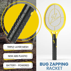 Zap It bug zapper racket ergonomic grip provides precise control during outdoor use.