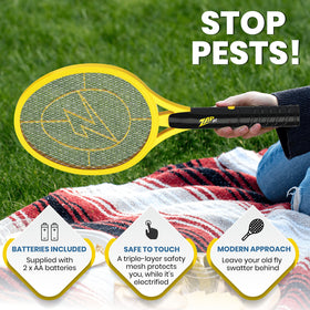 Zap It racket shown in action outdoors against flying pests.