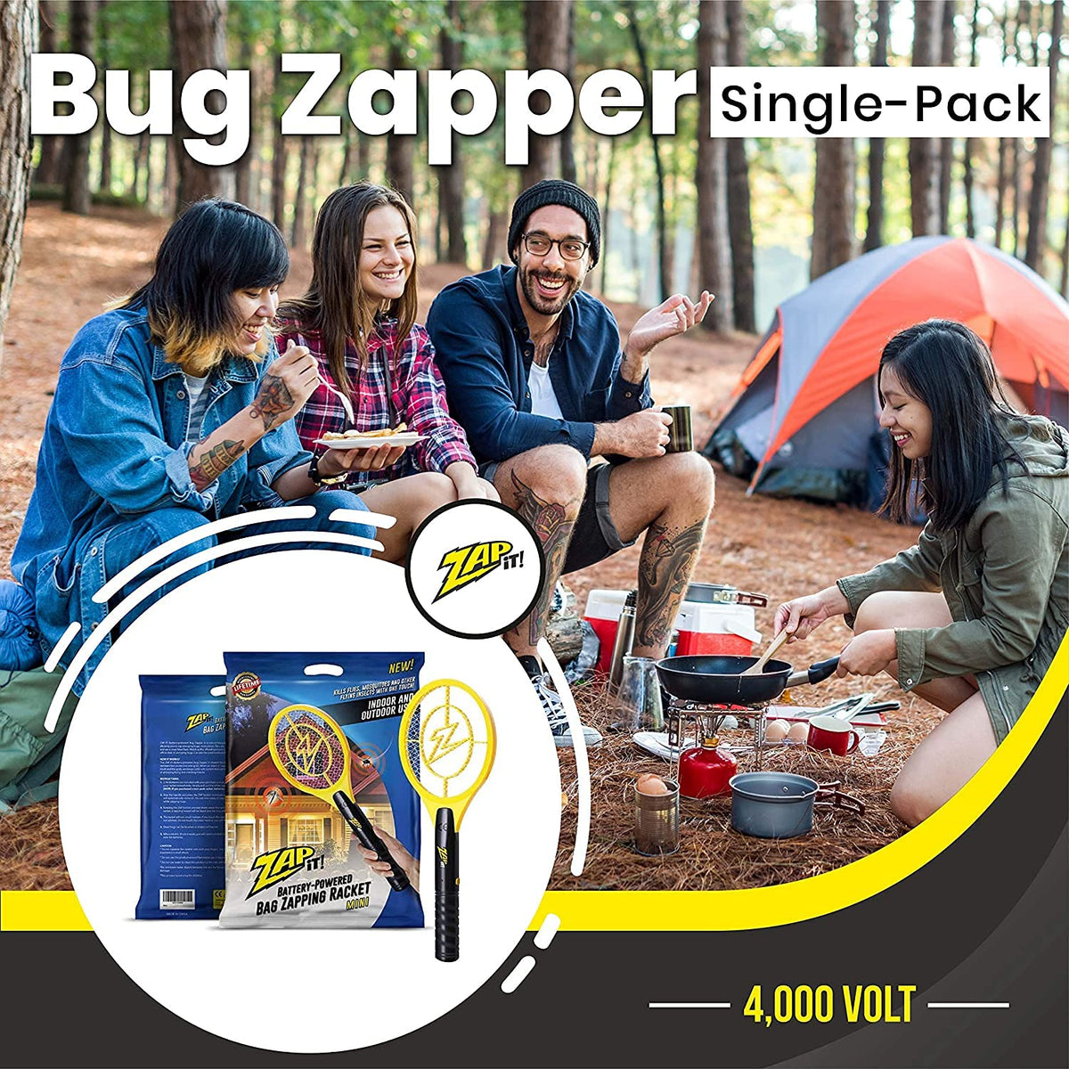 Zap It! Mini Bug Zapper with LED light helps locate insects in the dark.