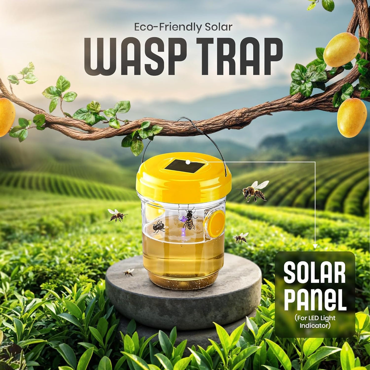 Zapnest high-visibility yellow trap design helps lure pests without chemicals.