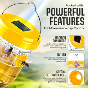 Zapnest yellow-visibility design draws wasps from afar for effective capture.