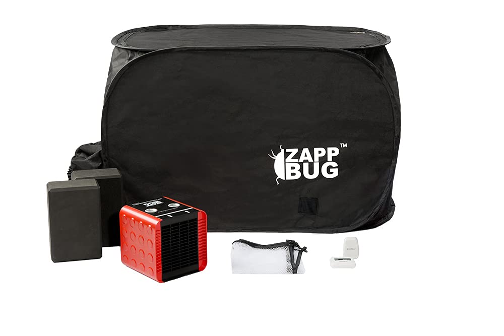 ZappBug flat-fold tent stored compactly after treatment sessions.