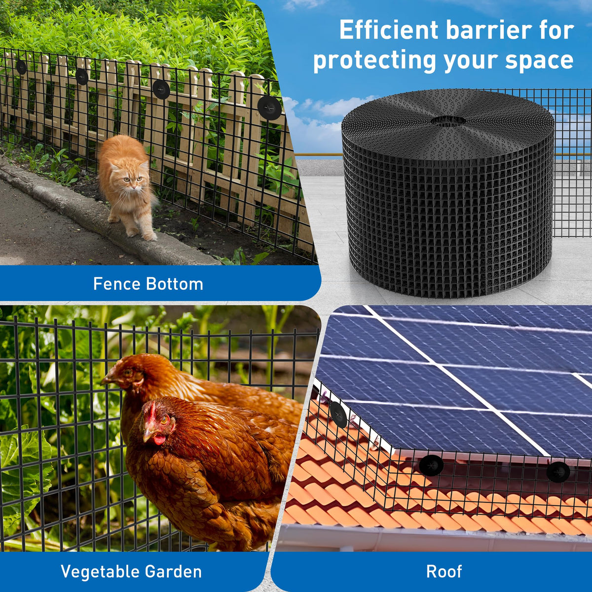 Zapstarz black PVC coating blends with roofs while guarding panels.