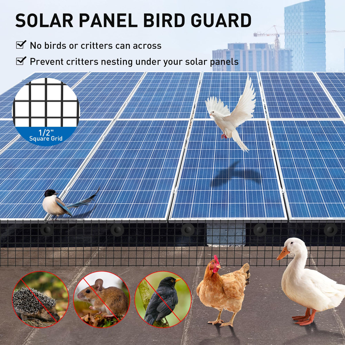 Zapstarz PVC-coated bird netting resists rust on rooftops.