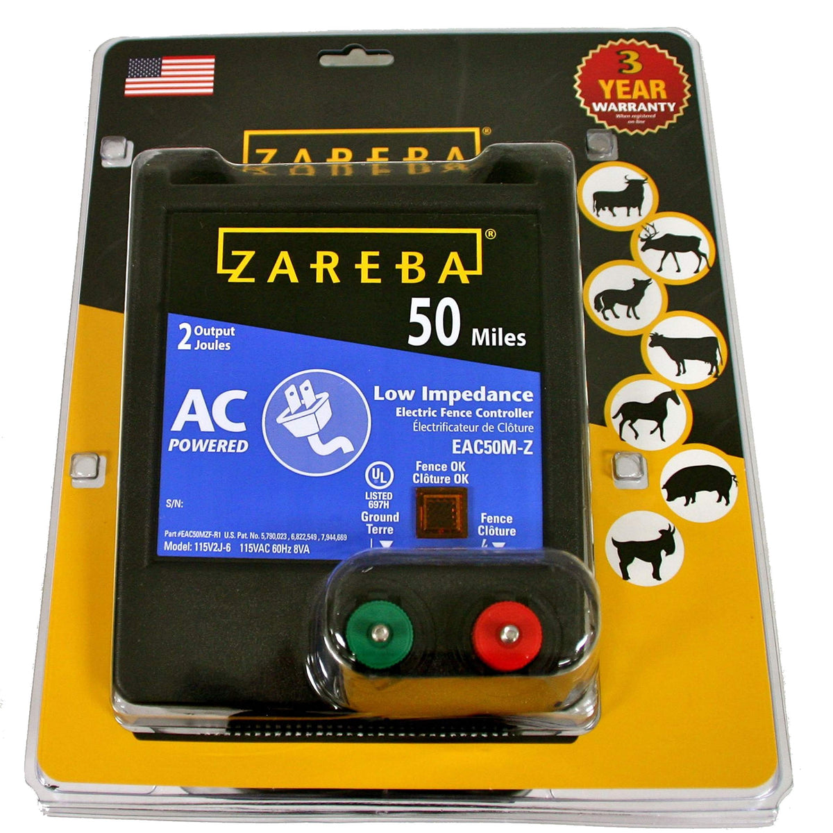 Close-up of Zareba EAC50M-Z cabinet wiring for secure connections.