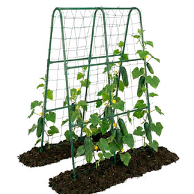 ZATRO cucumber trellis arch green, side view showing sturdy climbing support.