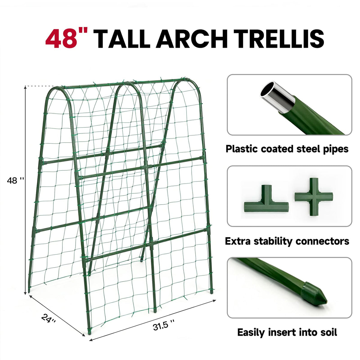 ZATRO cucumber trellis base detail green demonstrates stable ground insertion.