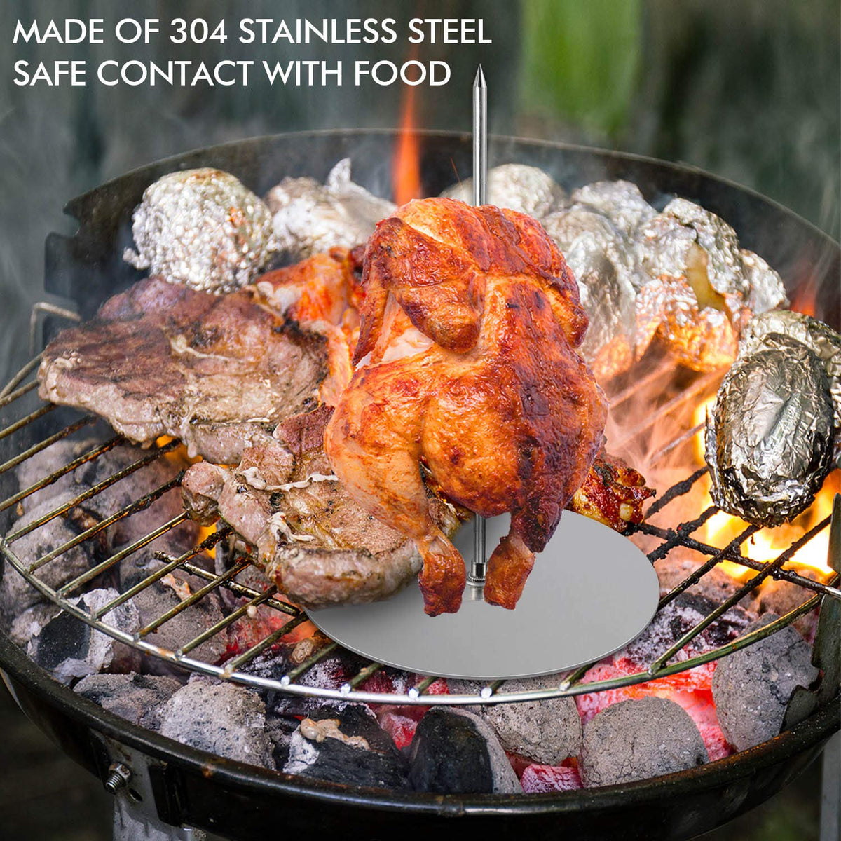 ZAUGONTW vertical skewers grill 8-inch shaft for versatile placement and stability