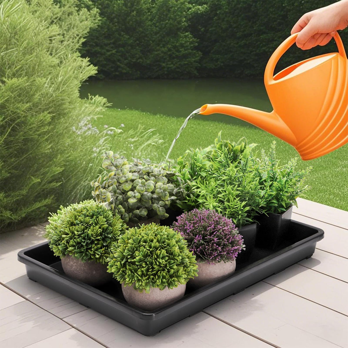 ZAVOOS flat garden tray keeps soil contained while easy to clean.