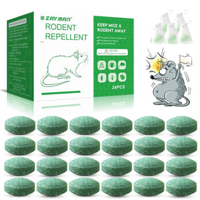 ZAYMAN mouse repellent ball close-up showing peppermint scent deterring rodents.