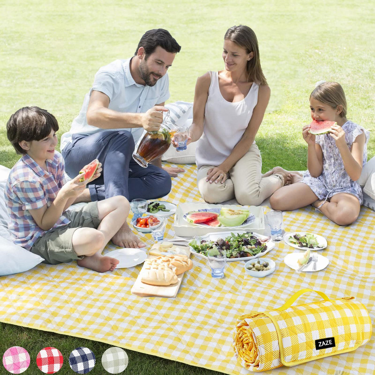 ZAZE extra large picnic blanket top view showing spacious seating area