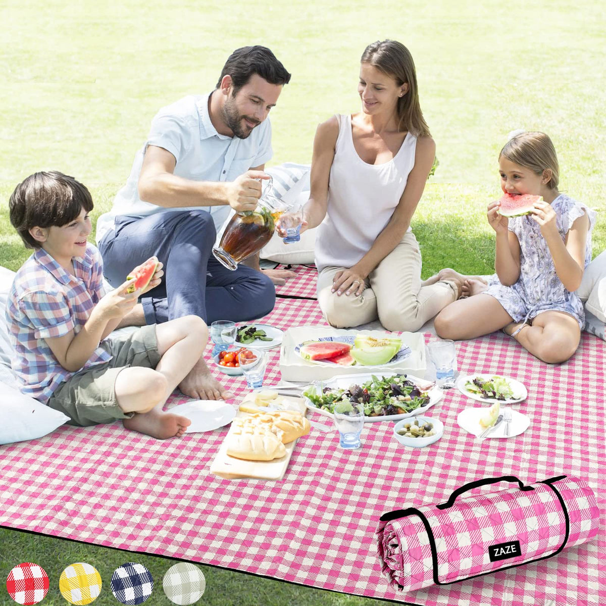 ZAZE picnic blanket 80x80 unfolded for roomy outdoor seating and lounging
