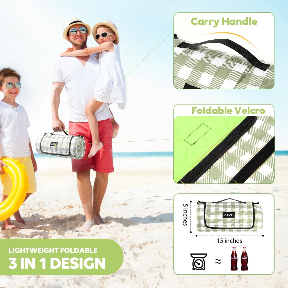 ZAZE Extra Large Picnic Blanket machine washable for effortless cleanup.