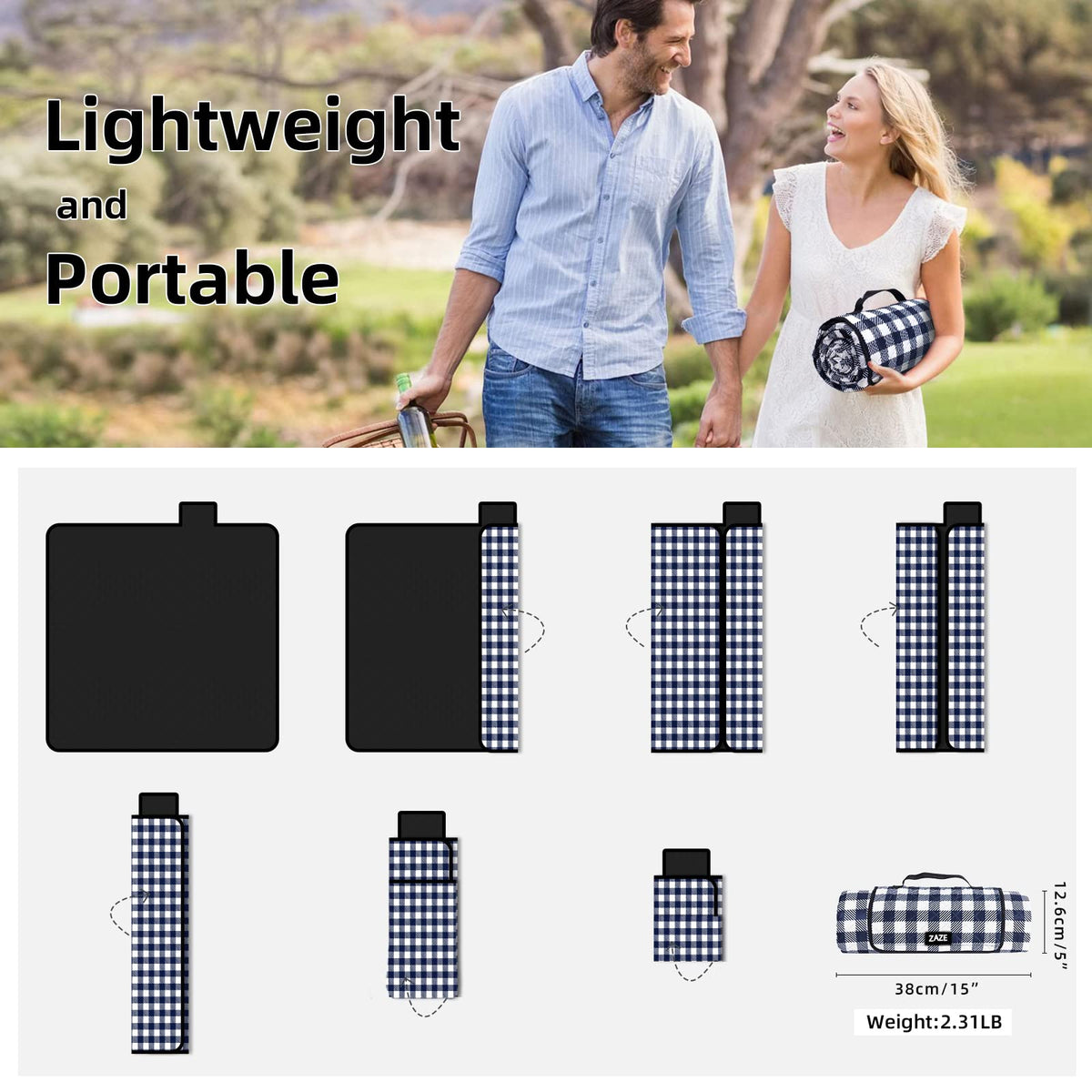 ZAZE extra-large blanket suited for outdoor adventures and indoor meals.
