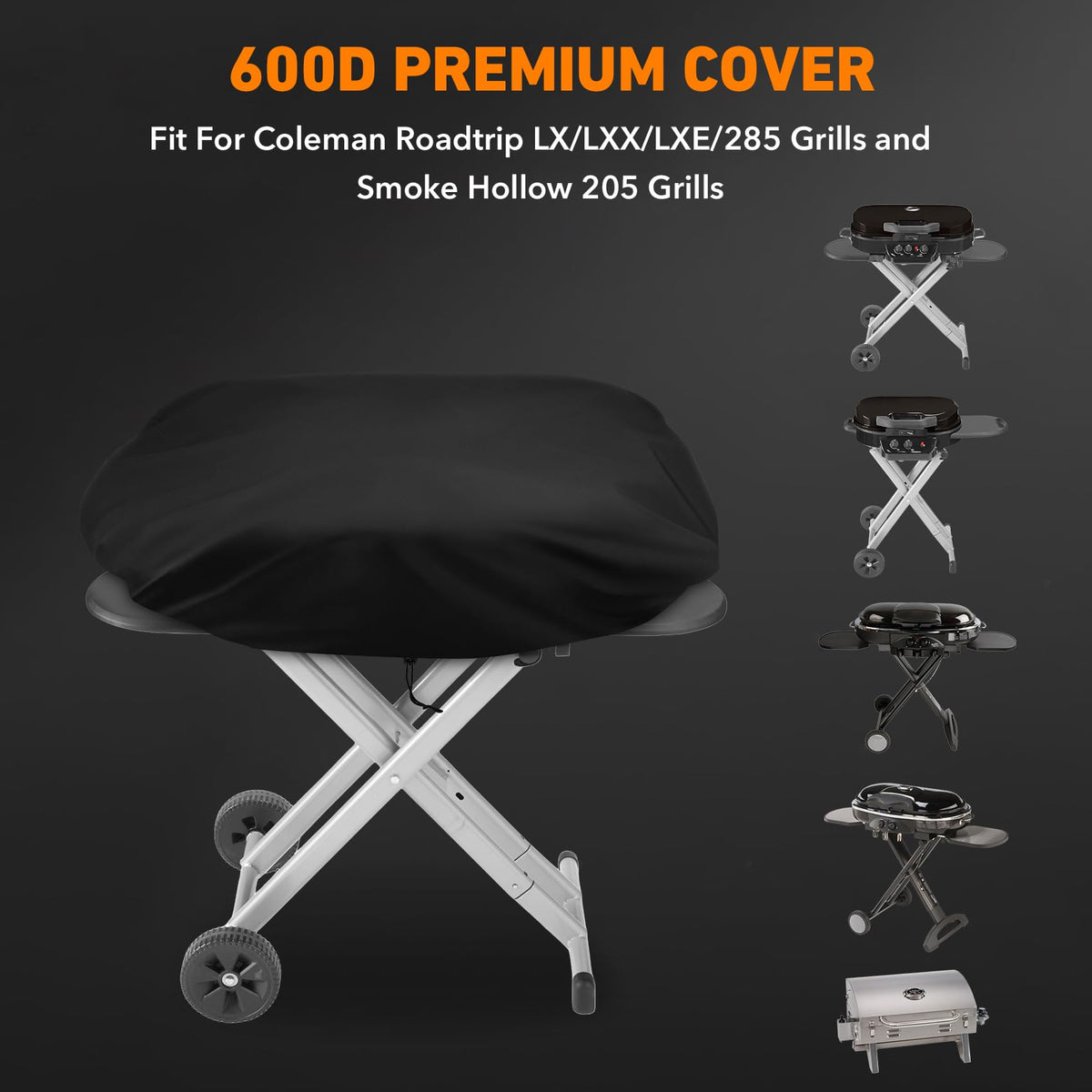 ZBXFCSH grill cover on RoadTrip LXX guards against wind and moisture.