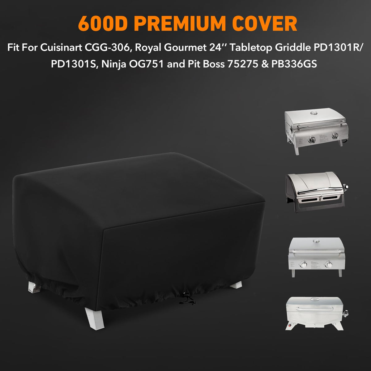 ZBXFCSH heavy-duty grill cover side view with snug fit