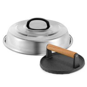 ZBXFCSH basting dome 12in covering patties for even searing and cheese melt