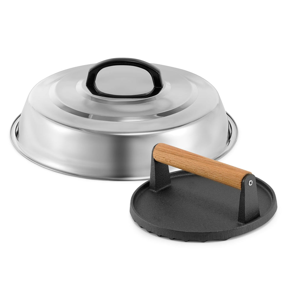 ZBXFCSH basting dome 12in covering patties for even searing and cheese melt