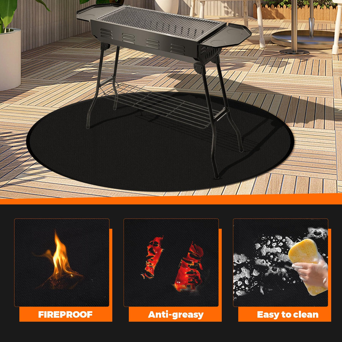 ZCHLPTZUP 20-inch fire pit mat doubles as a grill mat for small cooktops.