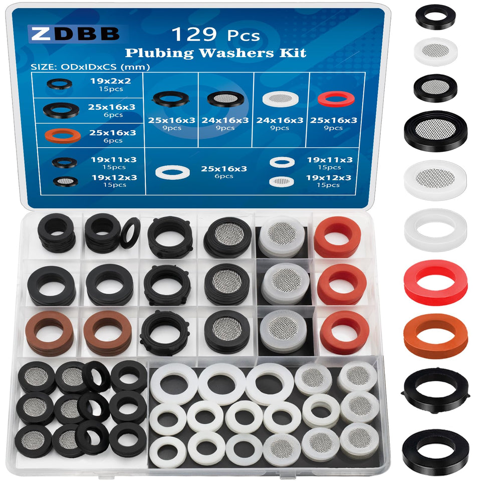 ZDBB 129 pcs garden hose washers pack for leak-free connections