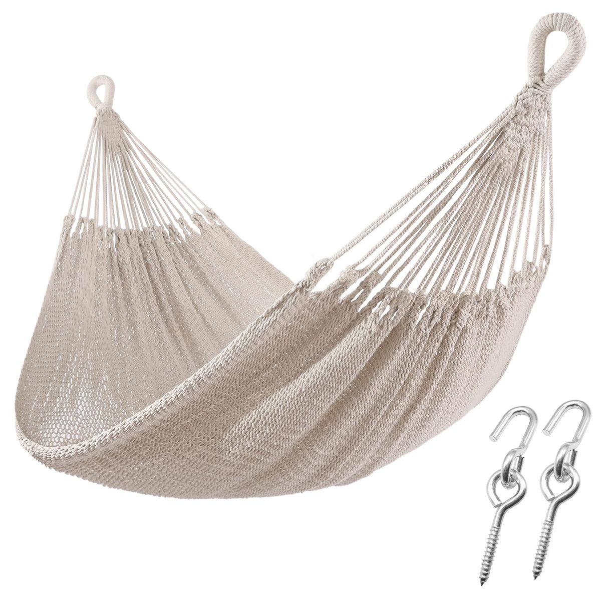 ZEANTZ hammock handwoven cotton rope outdoor setup for comfortable lounging
