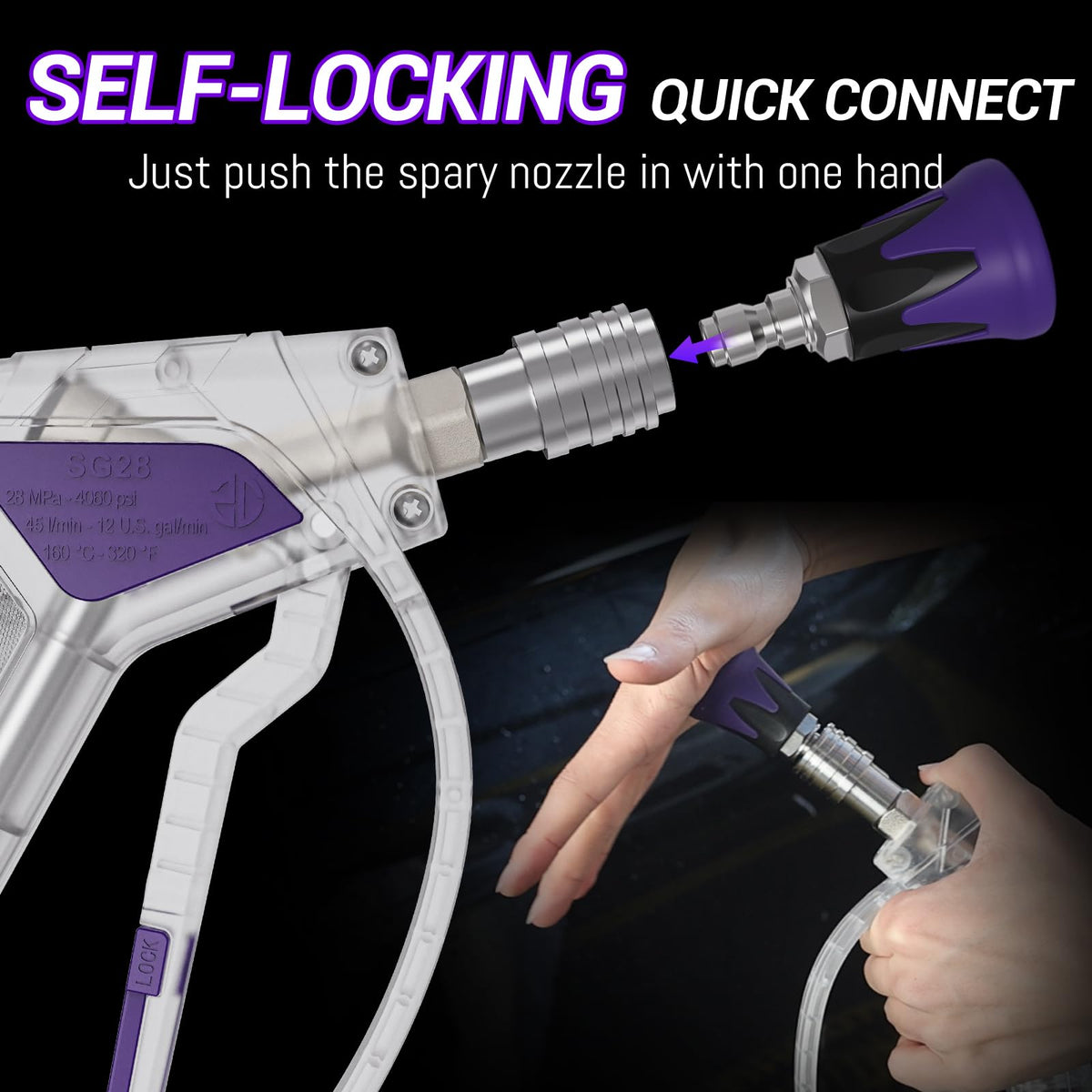 Zebra Clean swivel gun rotation enables 360-degree freedom to prevent hose kinks