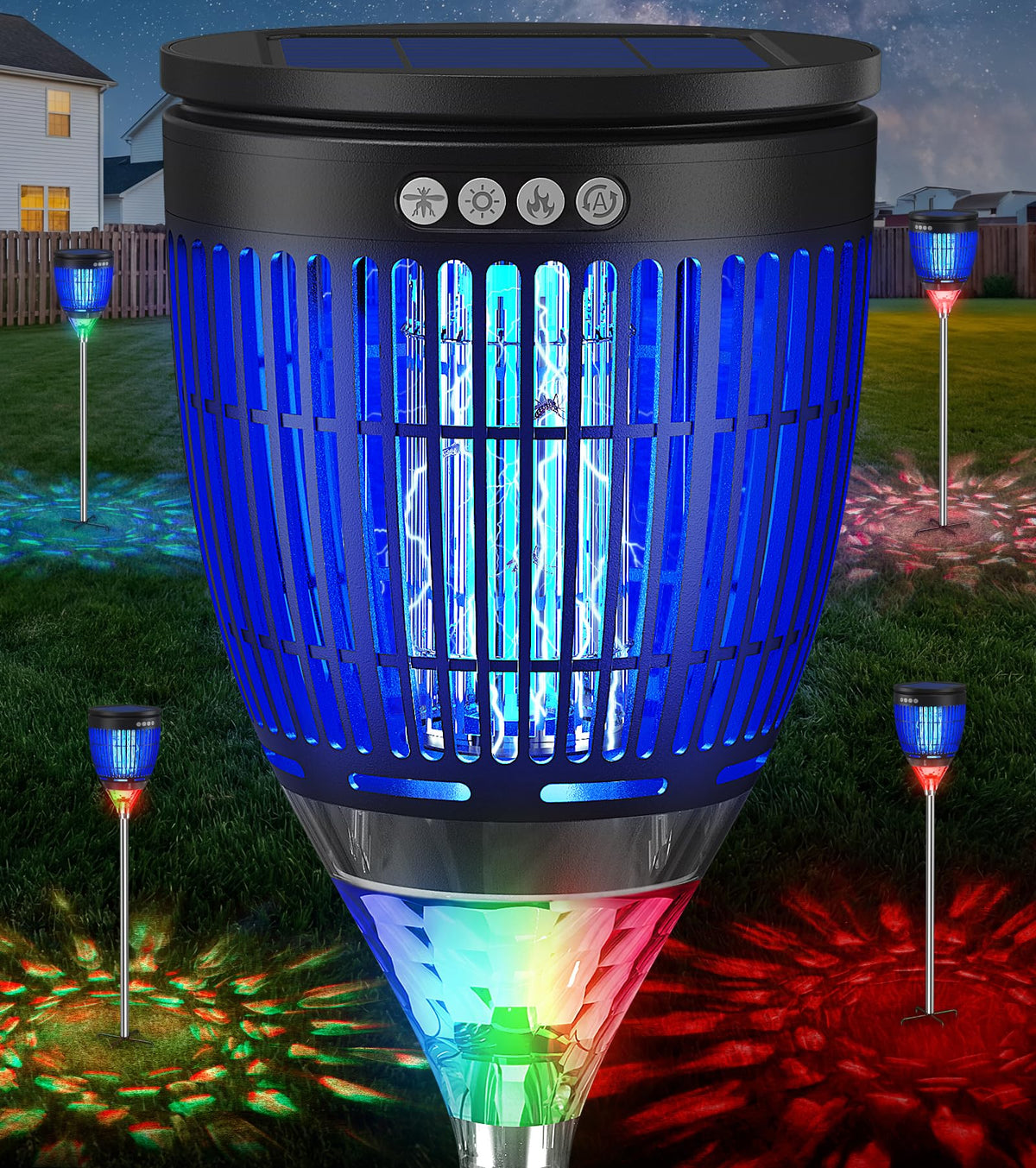 Zechuan all-in-1 solar bug zapper outdoor pest control on patios.