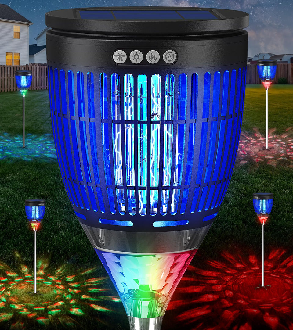 Zechuan all-in-1 solar bug zapper outdoor pest control on patios.