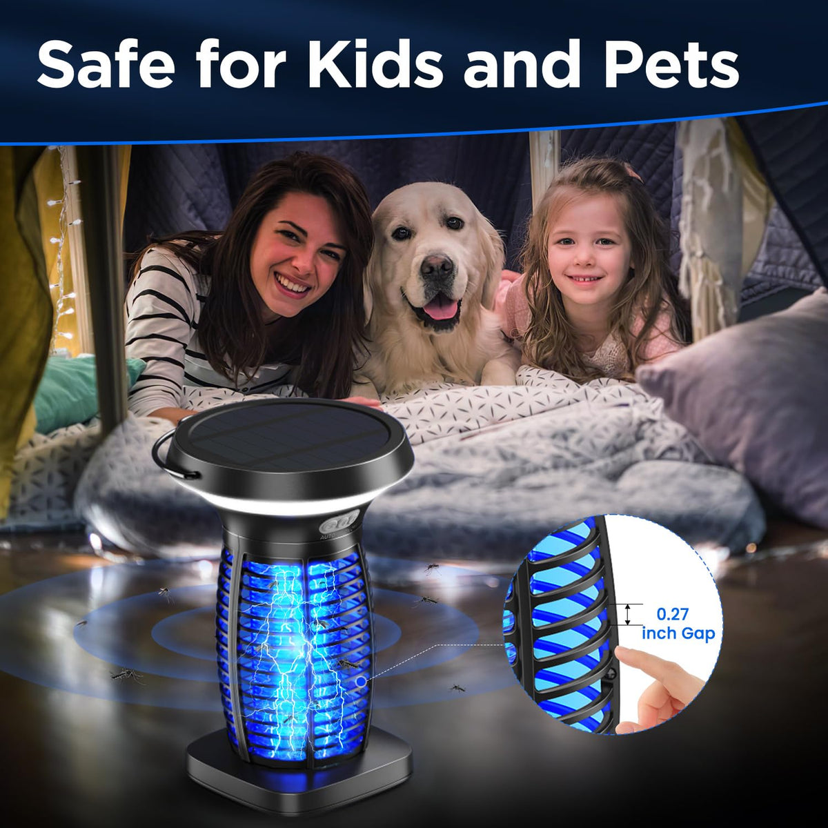 Zechuan solar bug zapper auto on/off conserves energy during the day.