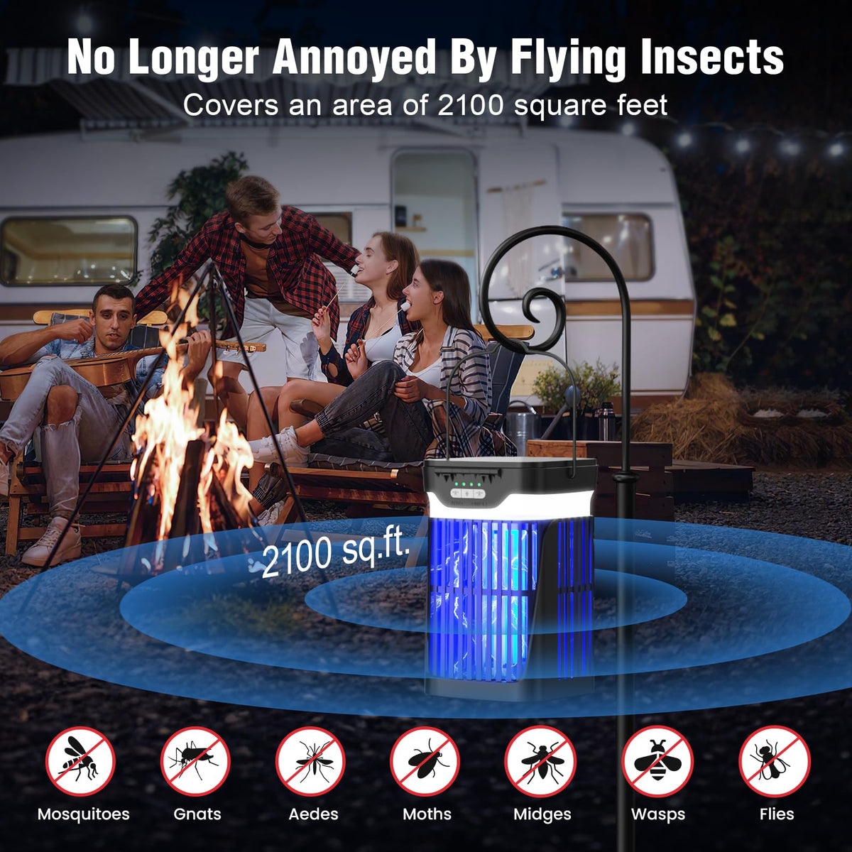 Zechuan Solar Bug Zapper indoor-outdoor-use shows versatile placement options.