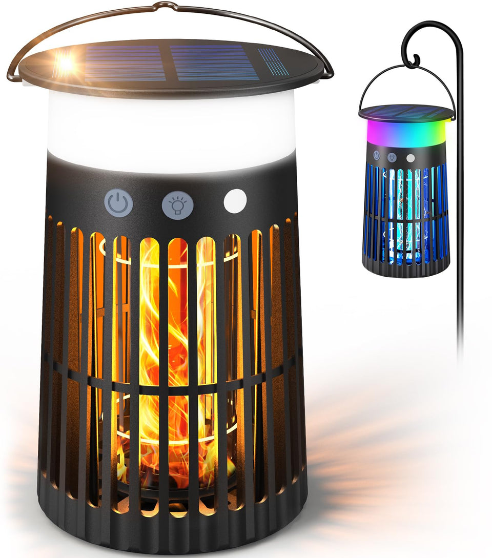 Zechuan Solar Bug Zapper outdoors with panel sensor for patio mosquito control