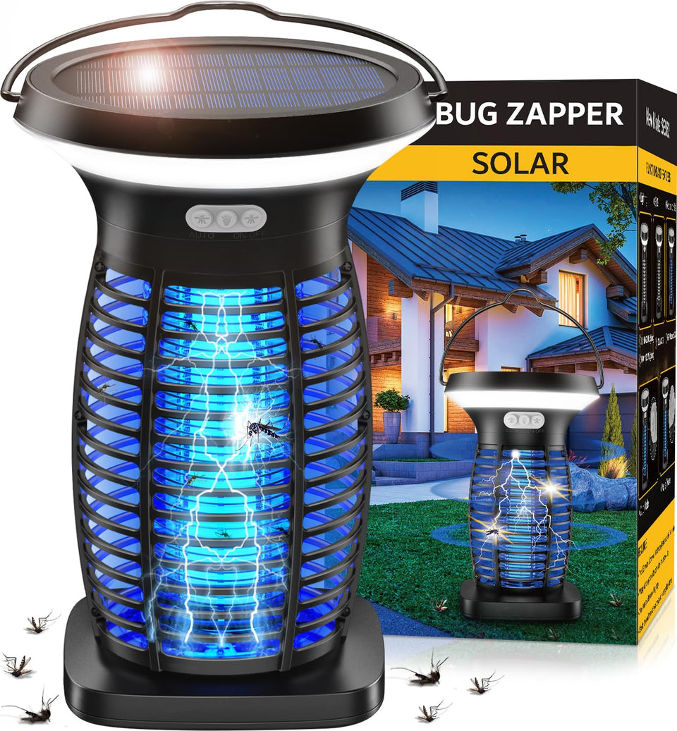 Zechuan solar bug zapper outdoor waterproof captures mosquitoes for a peaceful evening.