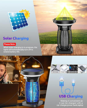 Zechuan solar bug zapper panel sensor ensures smart auto operation at dusk.